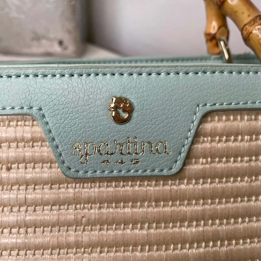 Spartina 449 Sea Salt‎ Bamboo Chic Satchel Bamboo Handle Crossbody Bag Coastal